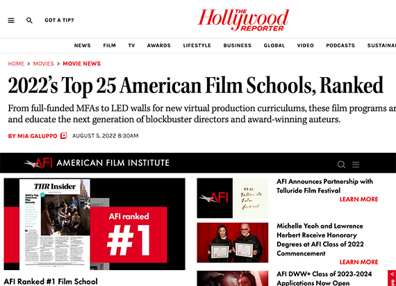 《好莱坞报道》最新：2022年美国电影专业院校排名TOP25