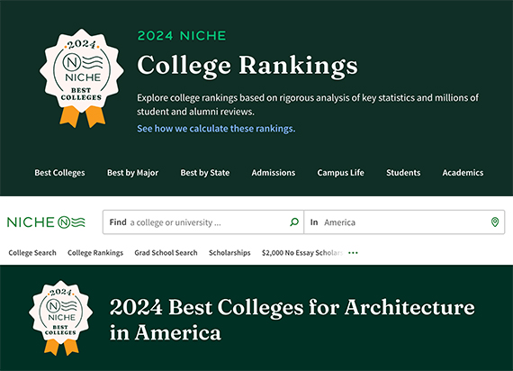 美国高校版大众点评：NICHE 2024美国最佳建筑学院大学排名